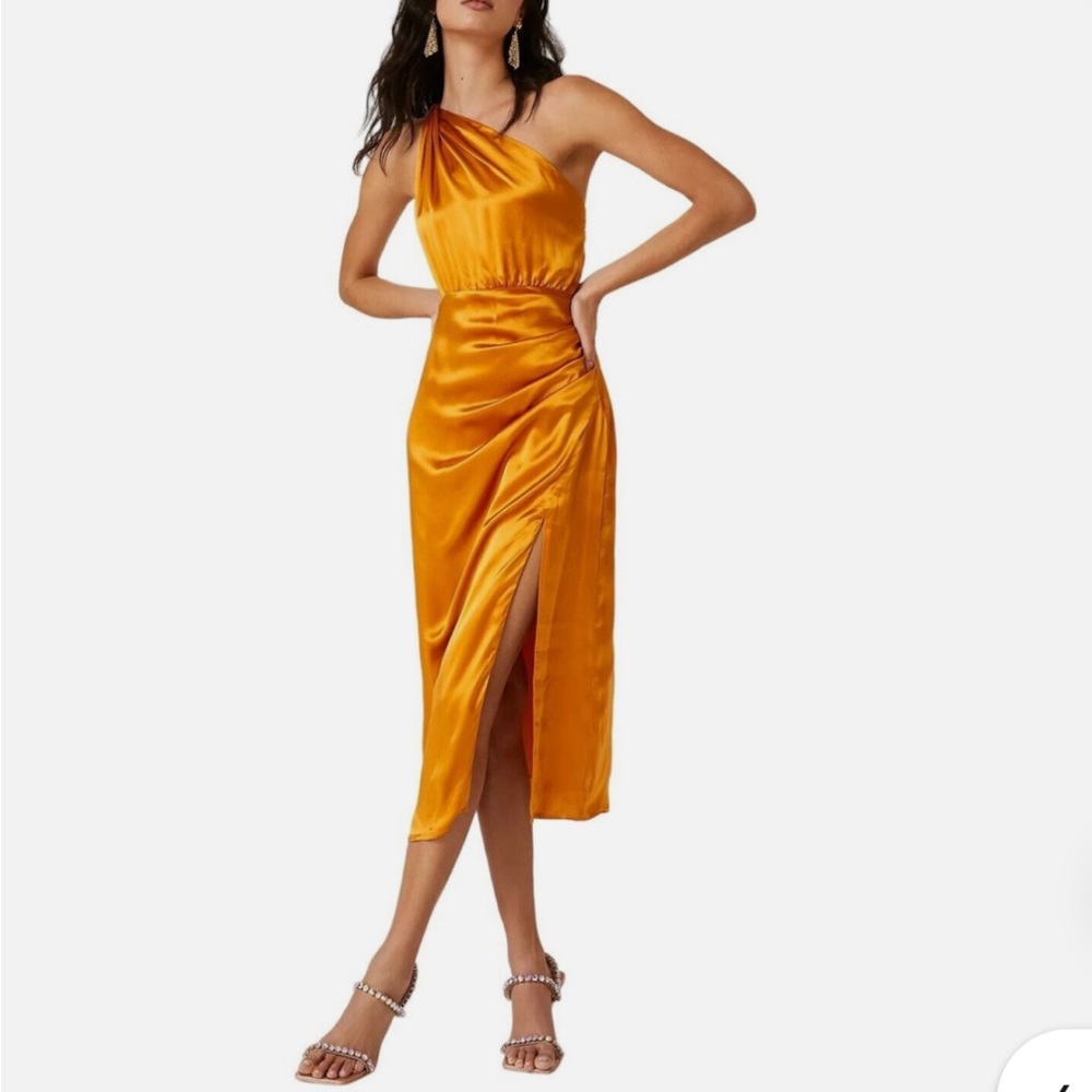 Anthropologie One Shoulder Orange Dress